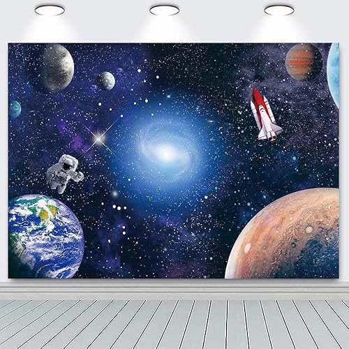 Miniatura 3 de Fondo de fotografía de astronauta espacial de 7 x 5 pies, galaxias cósmicas, estrellas, regalo para recién nacidos, fondo de fotografía, fondo para