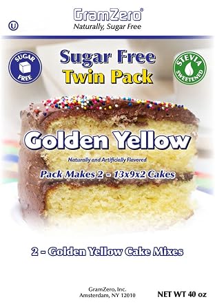 GramZero Yellow Sugar Free Cake Mix 2-Pack, Makes 2-13x9x2 Cakes, Stevia Sweetened