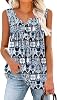 KISSMODA Women’s Summer Vest Printed Floral Sleeveless Tops Casual Fashion Tank Tops Pleated Shirts