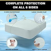 Vista 3 de MATTSHIELD - Kit de 3 piezas para piel sensible, protector de colchón de chinches de tamaño Queen + 2 fundas de almohada con cremallera, parte