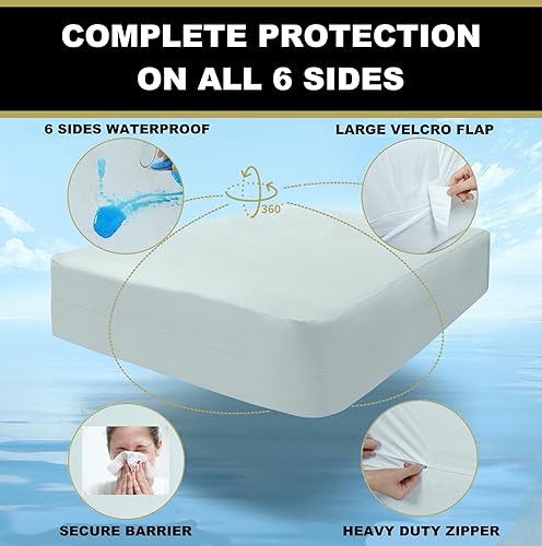 Miniatura 3 de MATTSHIELD - Kit de 3 piezas para piel sensible, protector de colchón de chinches de tamaño Queen + 2 fundas de almohada con cremallera, parte