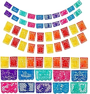50 FT Papel Picado Mexicano para Fiesta with Encanto Movie Scenes (12.5 FT x 4) 4 Papel Picado PLASTIC Mexican Party Banners, Encanto Birthday Party Supplies, Hispanic Heritage Month Decorations