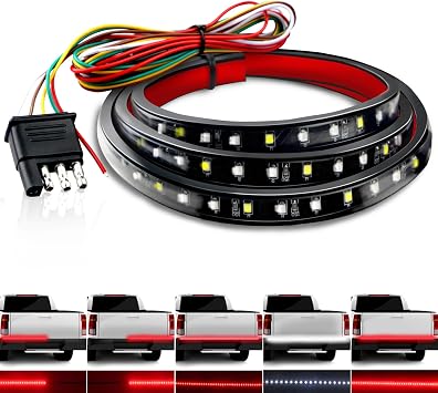 Led Truck Tailgate Light Bar, AveneMark 48/49 90 LED Brake Light Strip Reverse Running Turning Signal Strip Truck Accessories Car Led Strip Lights White Red for Pickup Trailer Truck Cargo