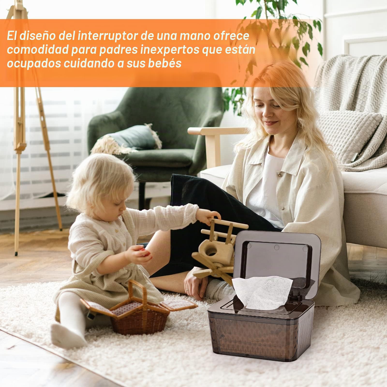 Caja de toallitas húmedas para bebé, caja marrón | Caja de papel higiénico húmeda, sin BPA, caja de papel higiénico con tapa para el hogar y la oficina