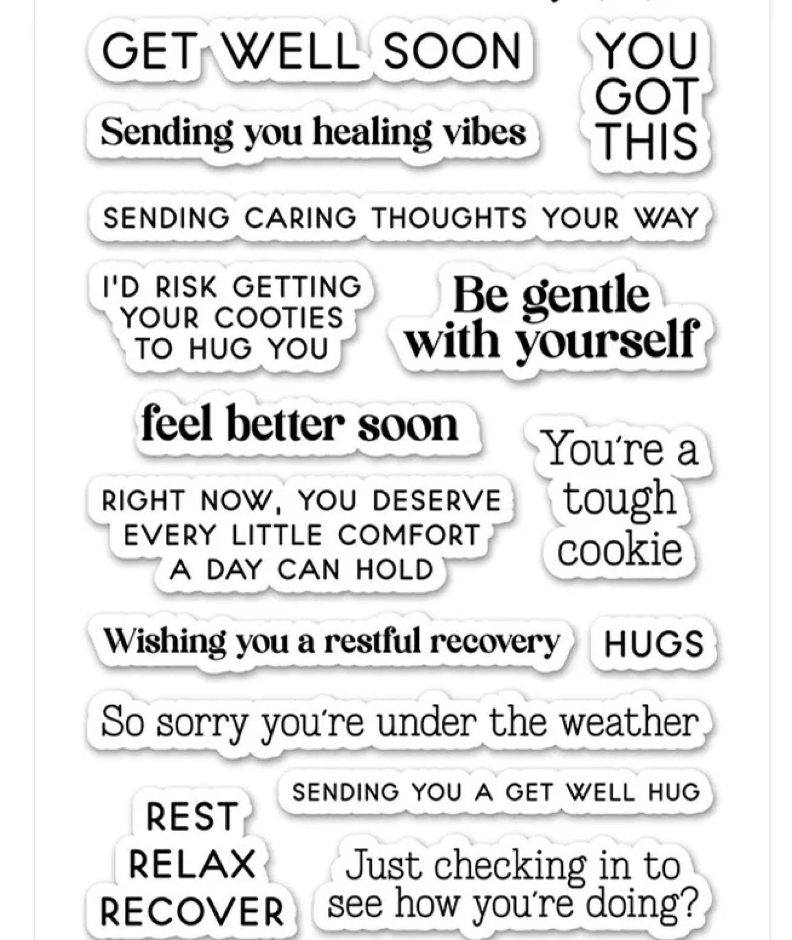 Stamps for Crafting,11x16cm Get Well Soon Stamp Clear Stamps for Scrapbooking Transparent Silicone Rubber Photo Album Decor