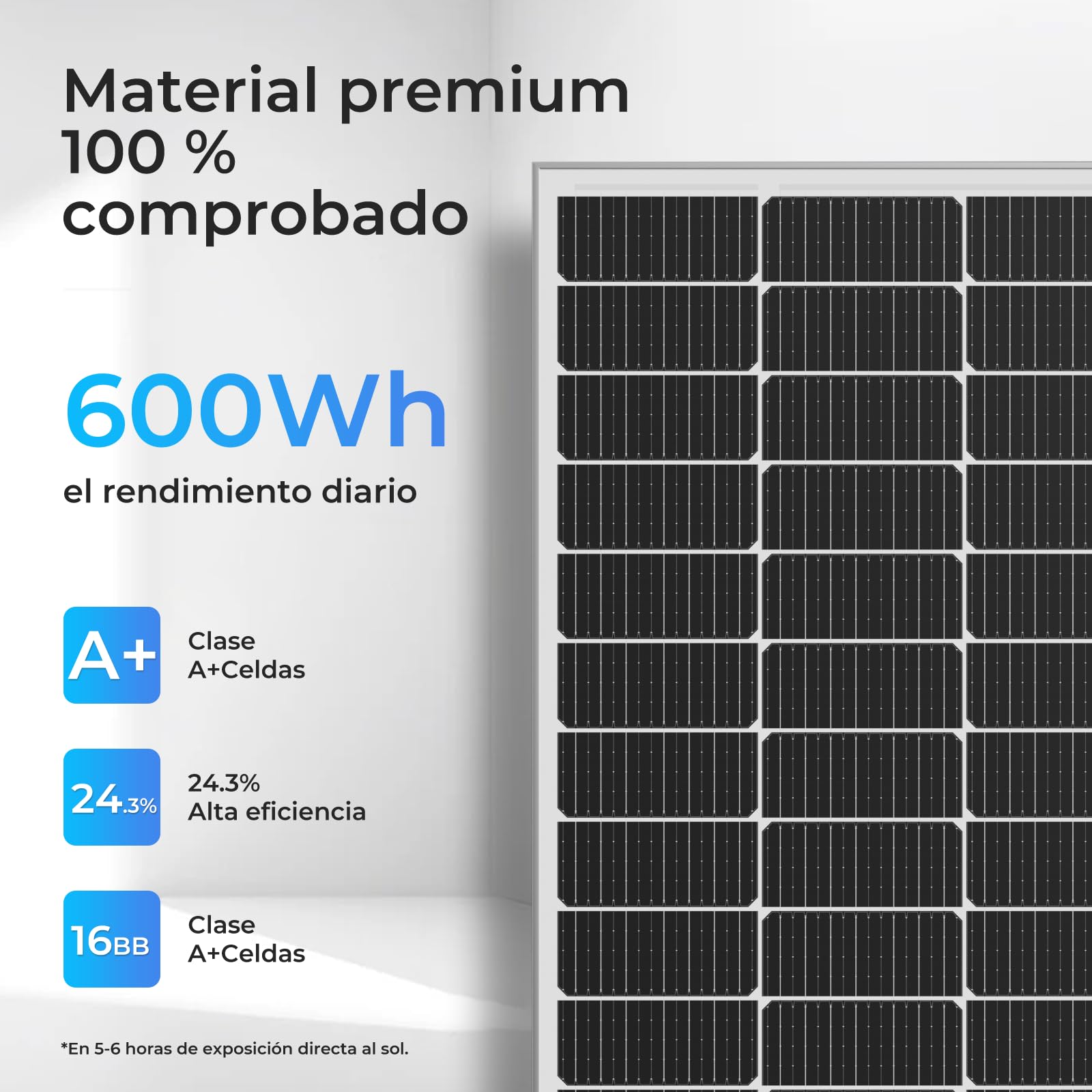Panel solar de 240 W, módulo PV de 12 V, tecnología SMBB, módulo solar monocristalino de alta eficiencia, panel solar con marco de aluminio, ideal para instalaciones de alimentación de(120W*2)