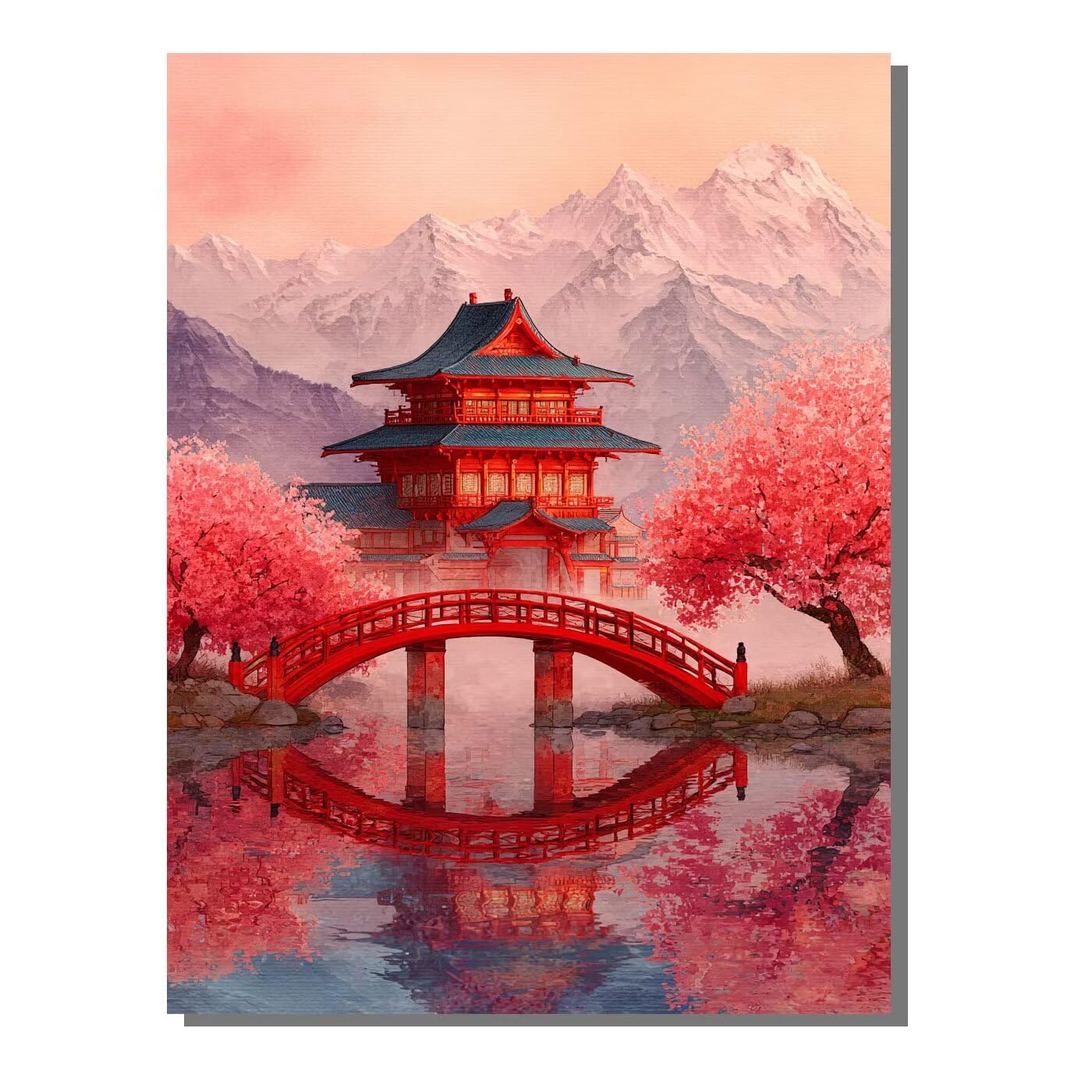 Landschaft Brücke Malen Nach Zahlen Erwachsene, Paint by Numbers Adult Anfänger Kreativ Set für, Heimwerk Malen Nach Zahlen Kinder, Pinsel und 36 Acrylfarbe Als, Deko Wohnzimmer 60 x 80 cm BJHWK557