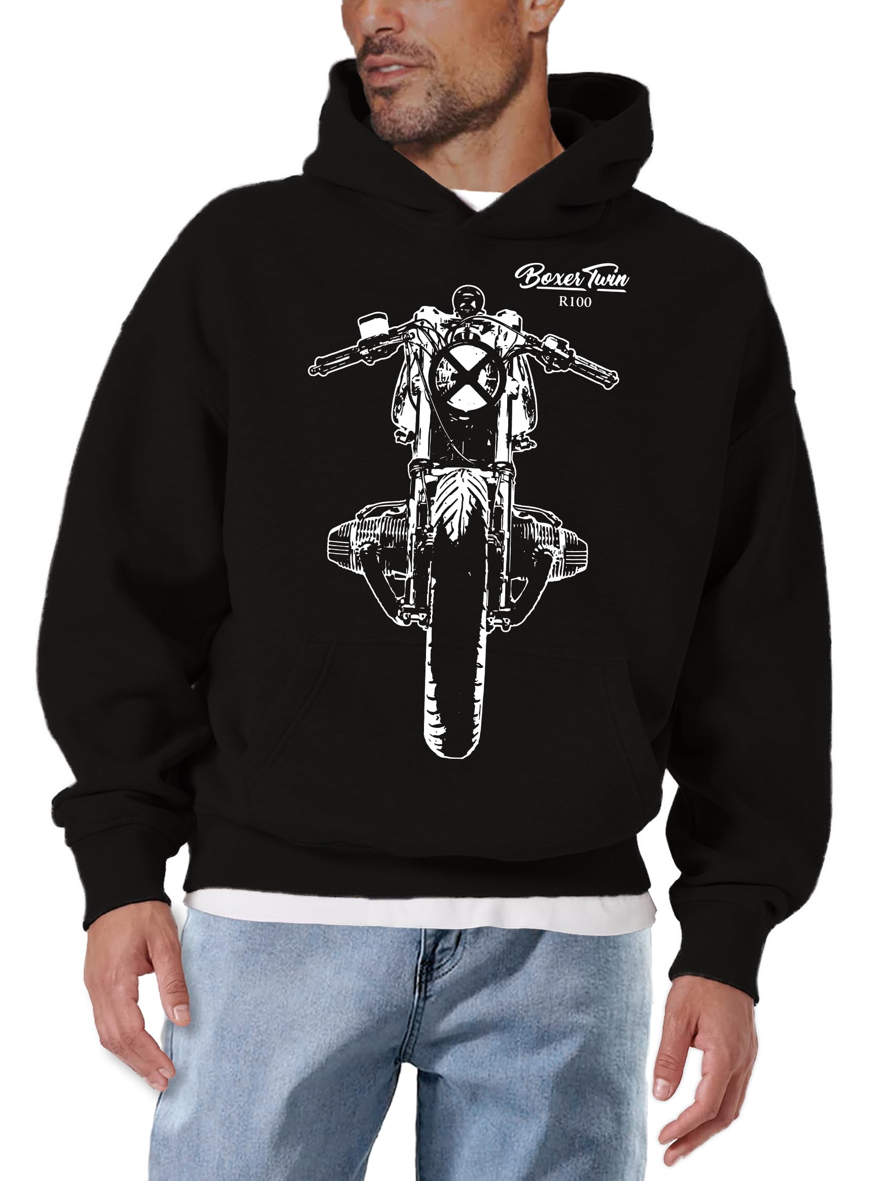 Makaya Sweat à Capuche Homme - R100 Motard Custom - Sweatshirt Sweater