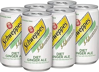 Schweppes Ginger Ale Zero Sugar Soda, 7.5oz cans, 6pk