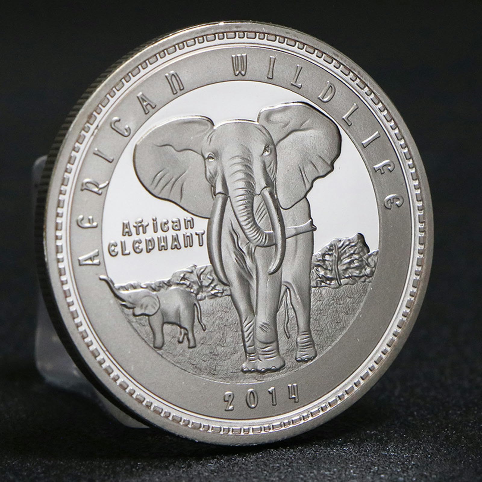 Yjmylto Silver African Zambia Elephant Plated Commemorative Coin African Savannah Bison Collection Coin - Elephant