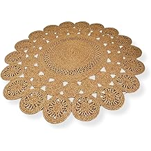 Natural Jute Rug Moderin Look Living Room Cover Mop Carpet Bathroom Kitchen Rug Double sided Rug Carpet (HASIR, 160 X 160 CM) For Bedroom Patio Balcony Terrace Areas