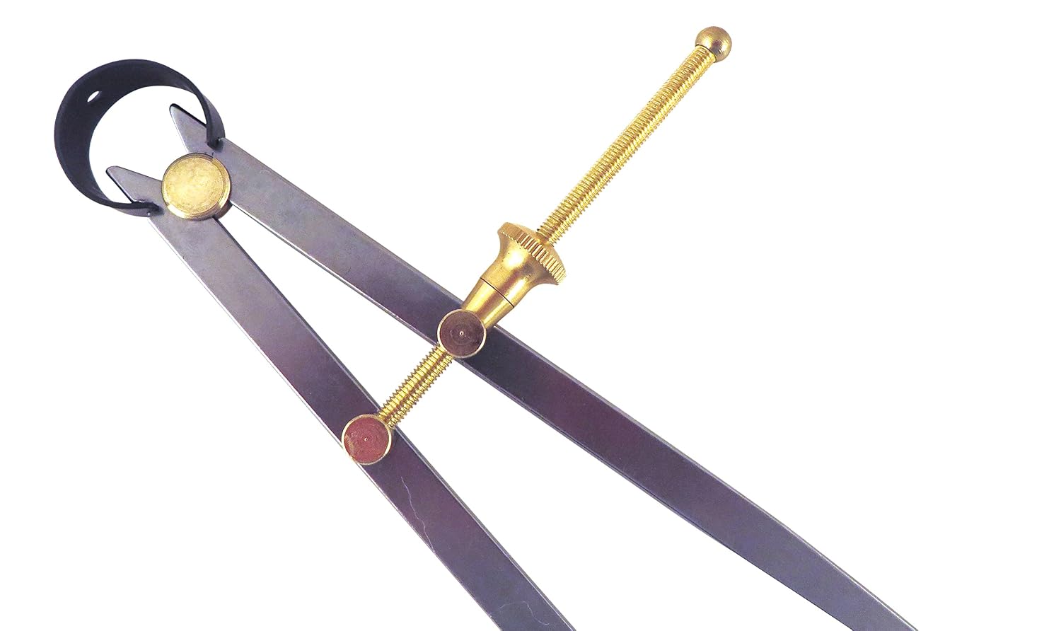 Toolmaker's “Yankee” Quick-Spring Nut, Rapid Adjust, Spring Outside Calipers OD Dividers, 0-6.5” / 215 mm Range, Brass Fulcrum and Fine Adjustment Mechanism, Flat Leg, C9-06