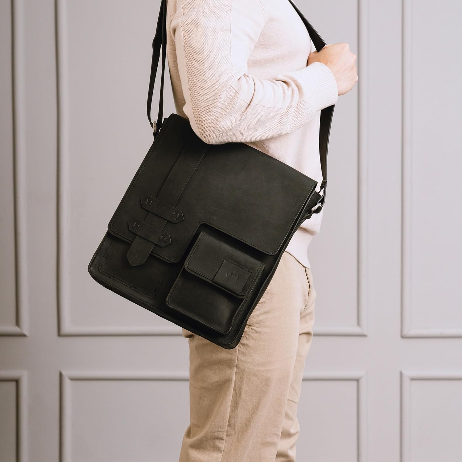 VELEZ Top Grain Leather Messenger Bag For Men and Women | 11” Tablet | Small Crossbody Bags | Vintage Shoulder Bags - Image 2