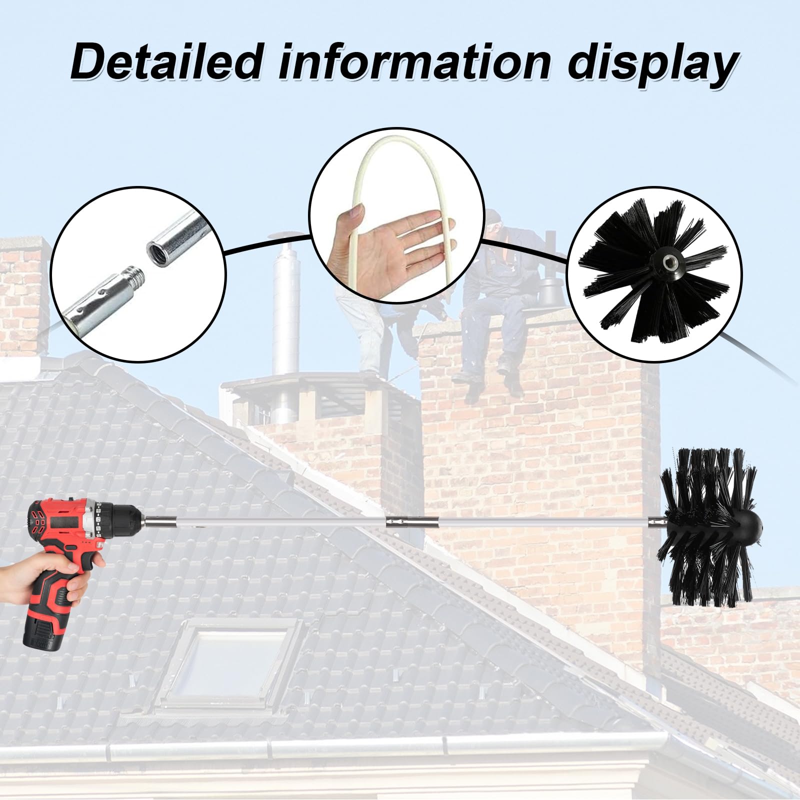 Nizirioo 12pcs Kit De Limpieza Chimenea Cepillo Cepillo Para Chimenea Con Varillas De Nailon, Cabezal Hexagonal