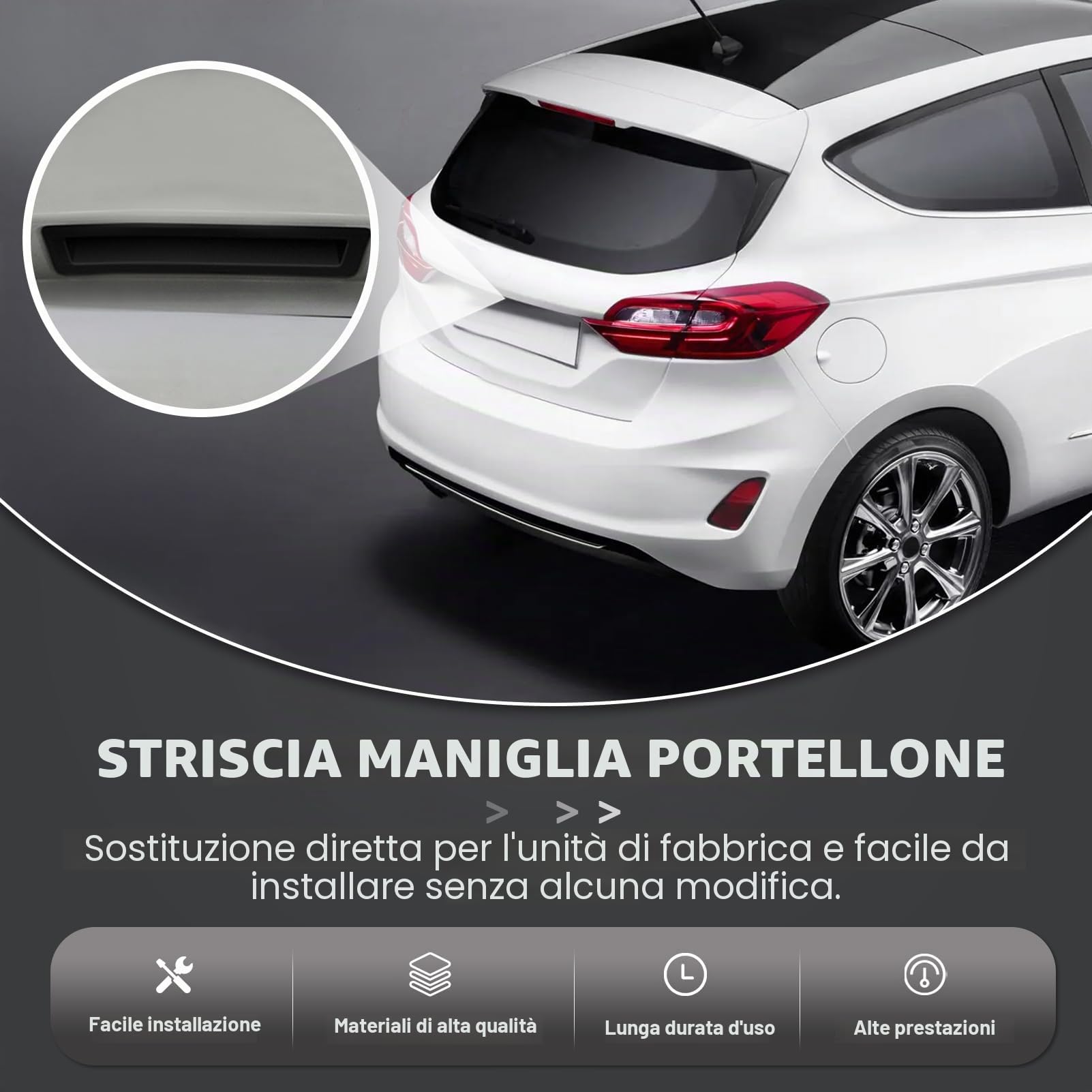 Maniglia per bagagliaio posteriore 1345309 con microinterruttore – per Fiesta MK7 Focus MK3/MK4 C-Max | Maniglia per portellone posteriore