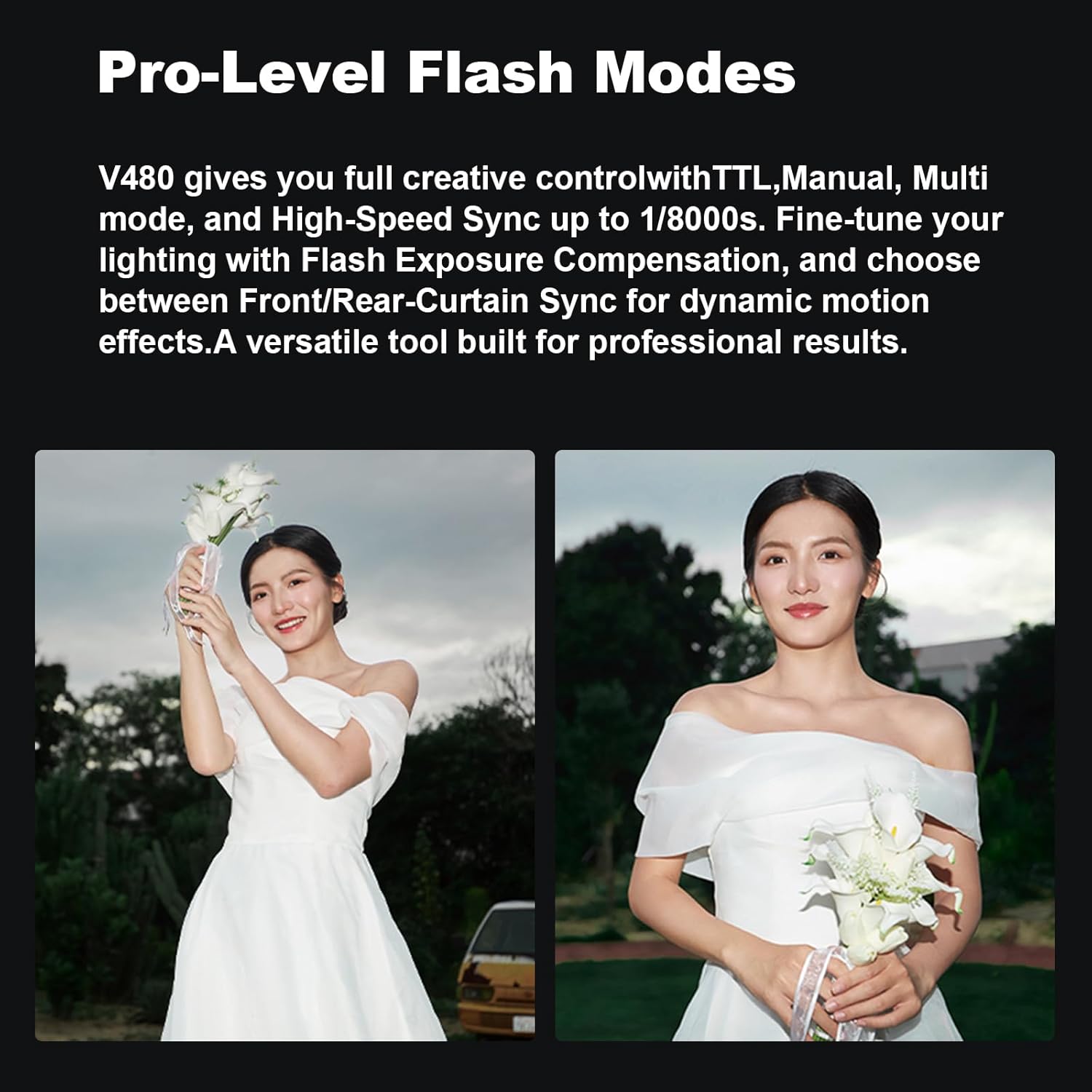 Godox V480 for Sony GODOX TTL Flash - GN50 HSS 1/8000s/650 Flashes/1.7s Recycle/Built-in Modeling Light/Li-ion Battery/Touchscreen/2.4G Wireless Flash/TTL Camera speedlight for Sony