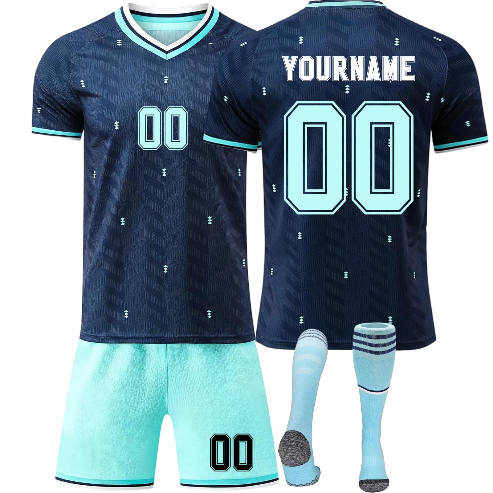 Generisch WM 2026 Fußball Trikot Personalisiert mit Eigenem Namen/Nummer für Herren/Kinder WM Fussball 2026 Set Inklusive Trikot, Shorts und Socken Football kostüm