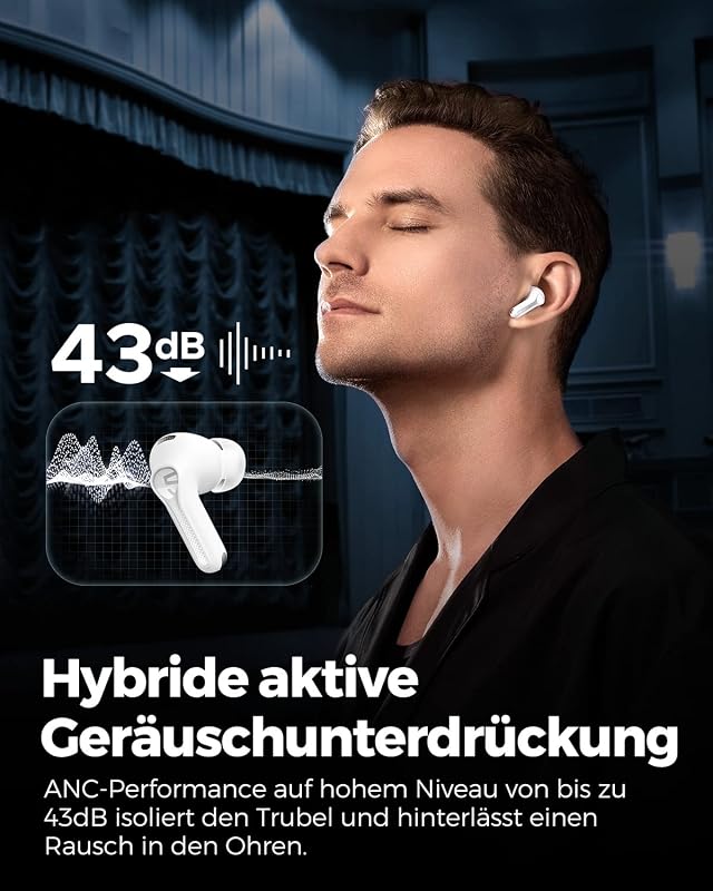 SoundPEATS Capsule3 Pro Hi-Res Bluetooth Fülhallgató - 43dB Hibrid Zajszűrés, 52 Órás Üzemidő, Érintésvezérlés, Vízálló, Sportra