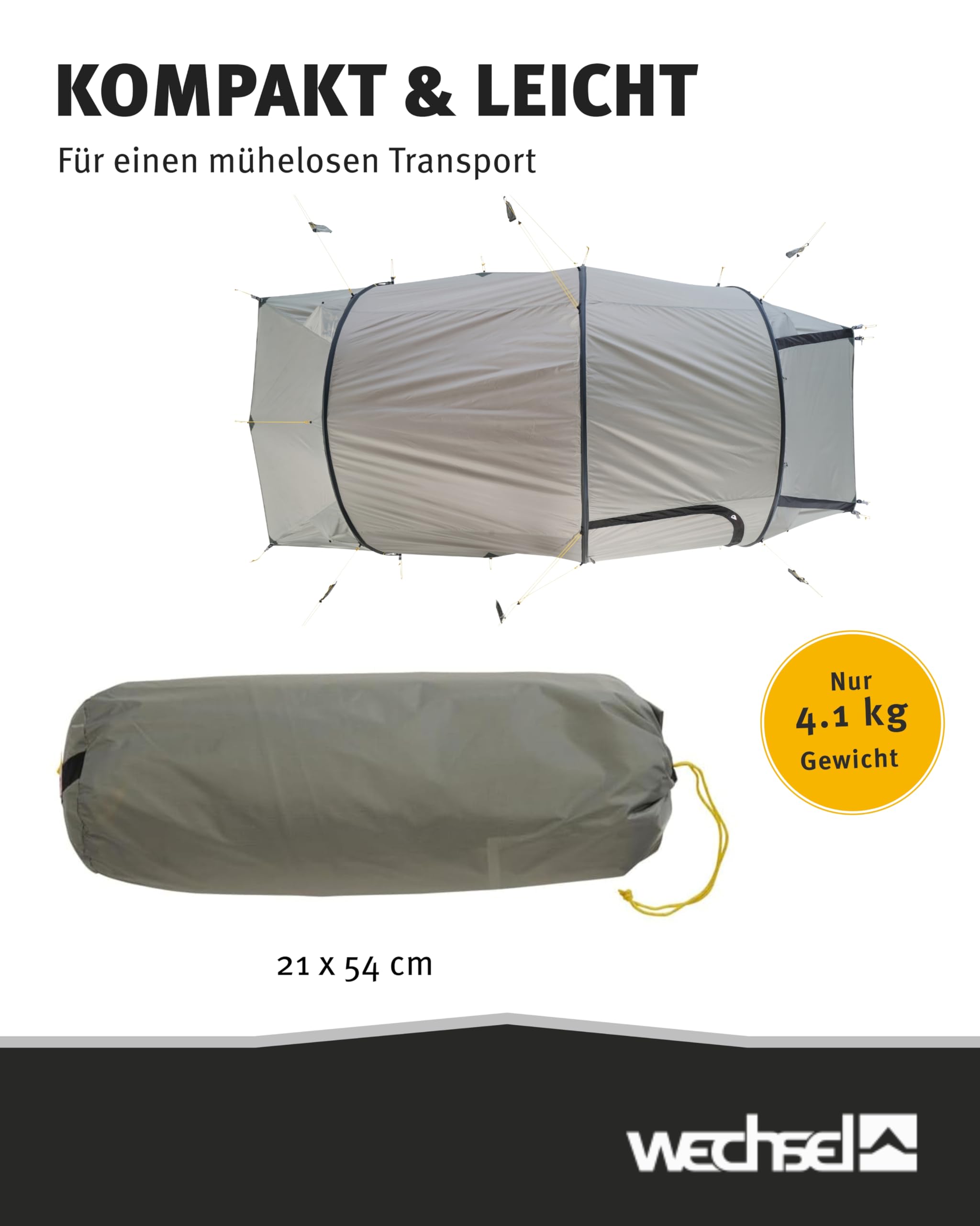 Wechsel Trekkingzelt Outpost 3 I Tunnelzelt für 3 Personen I schnell aufbaubares 3-Personen-Zelt I kompakt & transportabel I ideales Outdoor-Zelt für Camping
