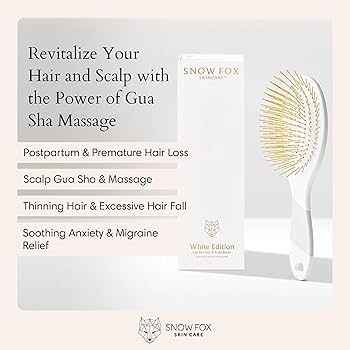 SNOW FOX GUA SHA ヘアブラシ Gua Sha Hair & Scalp Brush: Premium Wooden Edition – Snow