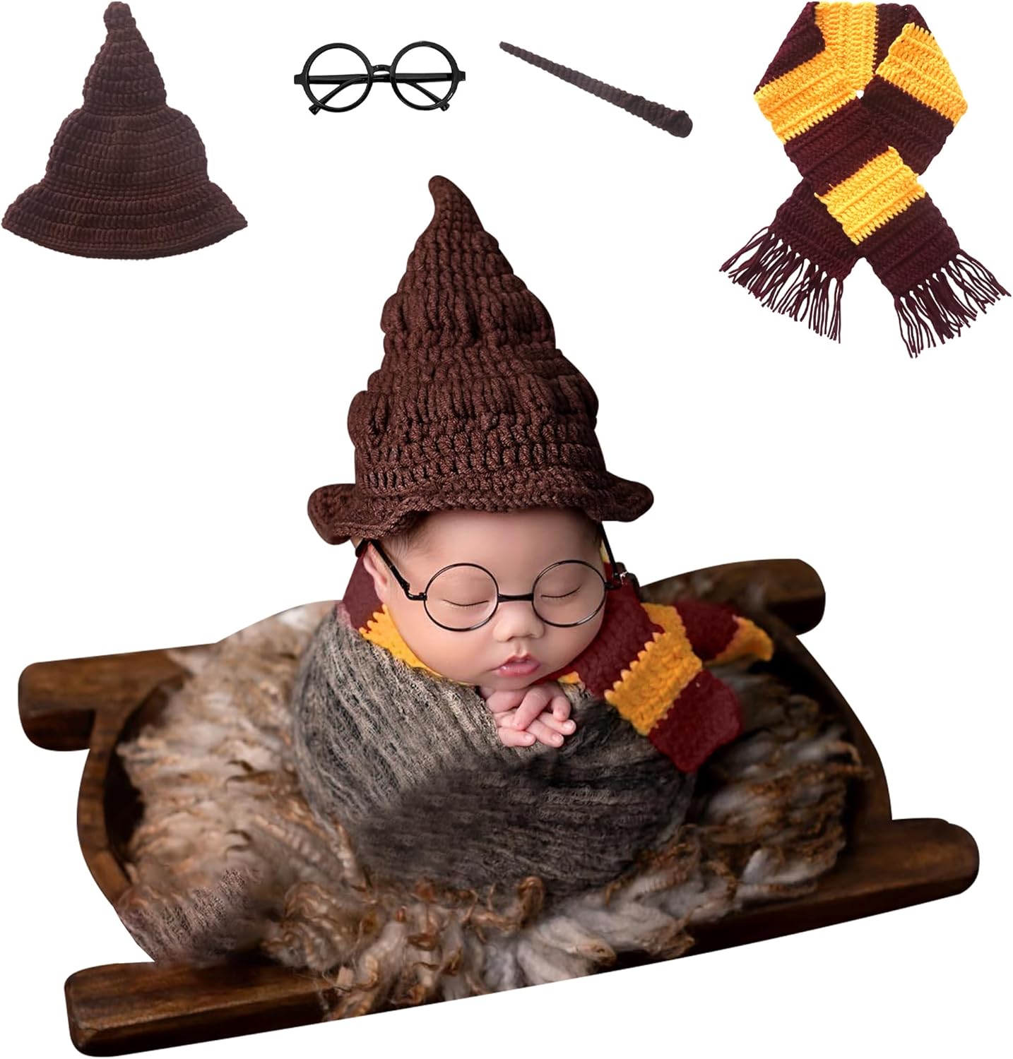4PCS Newborn Photography Props – Magic Wizard Witch Hat Scarf Wand Glasses Frame Decoration, Newborn Photography Outfits,Halloween Cosplay Baby Photoshoot Props, Baby Halloween Photoshoot Props 4PCS Newborn Photography Props – Magic Wizard Witch Hat Scarf Wand Glasses Frame Decoration, Newborn Photography Outfits,Halloween Cosplay Baby Photoshoot Props, Baby Halloween Photoshoot Props