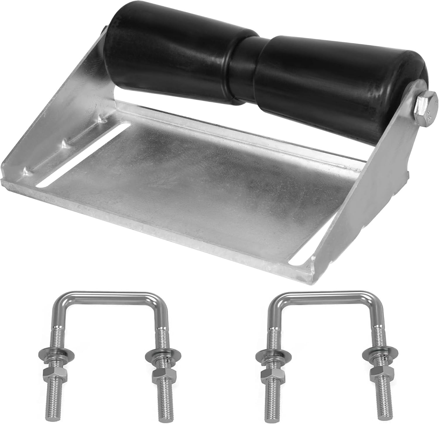 Keel Roller Assembly Kit for Boat Trailers with Roller and Bracket and Mounting Bolts, Silver, Galvanized Steel