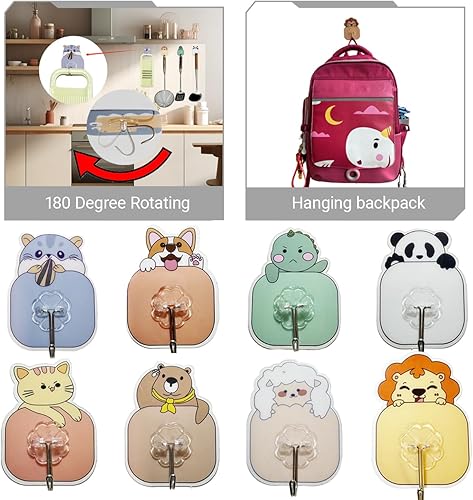 Miniatura 4 de Ganchos de pared adhesivos resistentes para colgar, paquete de 20 ganchos autoadhesivos de 30 libras (máximo), ganchos impermeables de acero