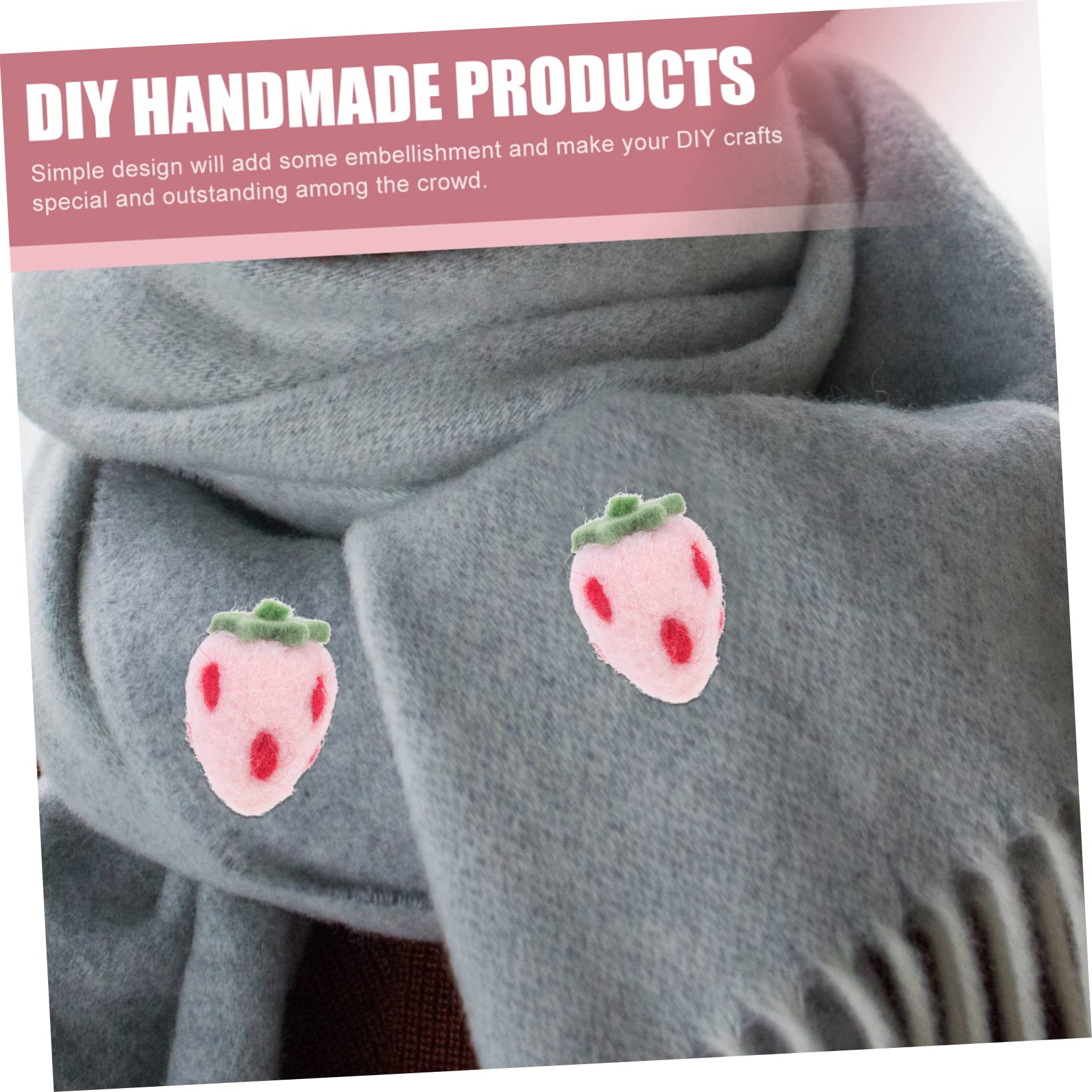 Beatifufu Strawberry Felt Crafts Set 10pcs Handmade Wool Felt Shapes for Boys and Girls DIY Decorations