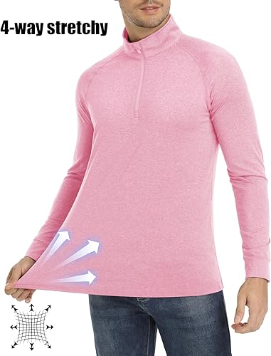 Miniatura 3 de MAGCOMSEN Sudadera con cremallera de 14 para hombre, manga larga UPF 50+, camiseta deportiva ligera para entrenamiento atlético