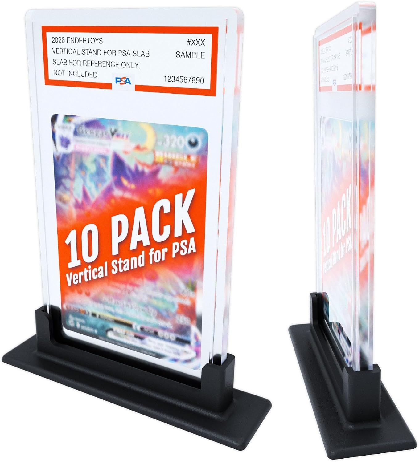 Vertical Graded Card Display Stand for PSA - Black (10 Pack) - Trading Card Slab Holder for PSA Only