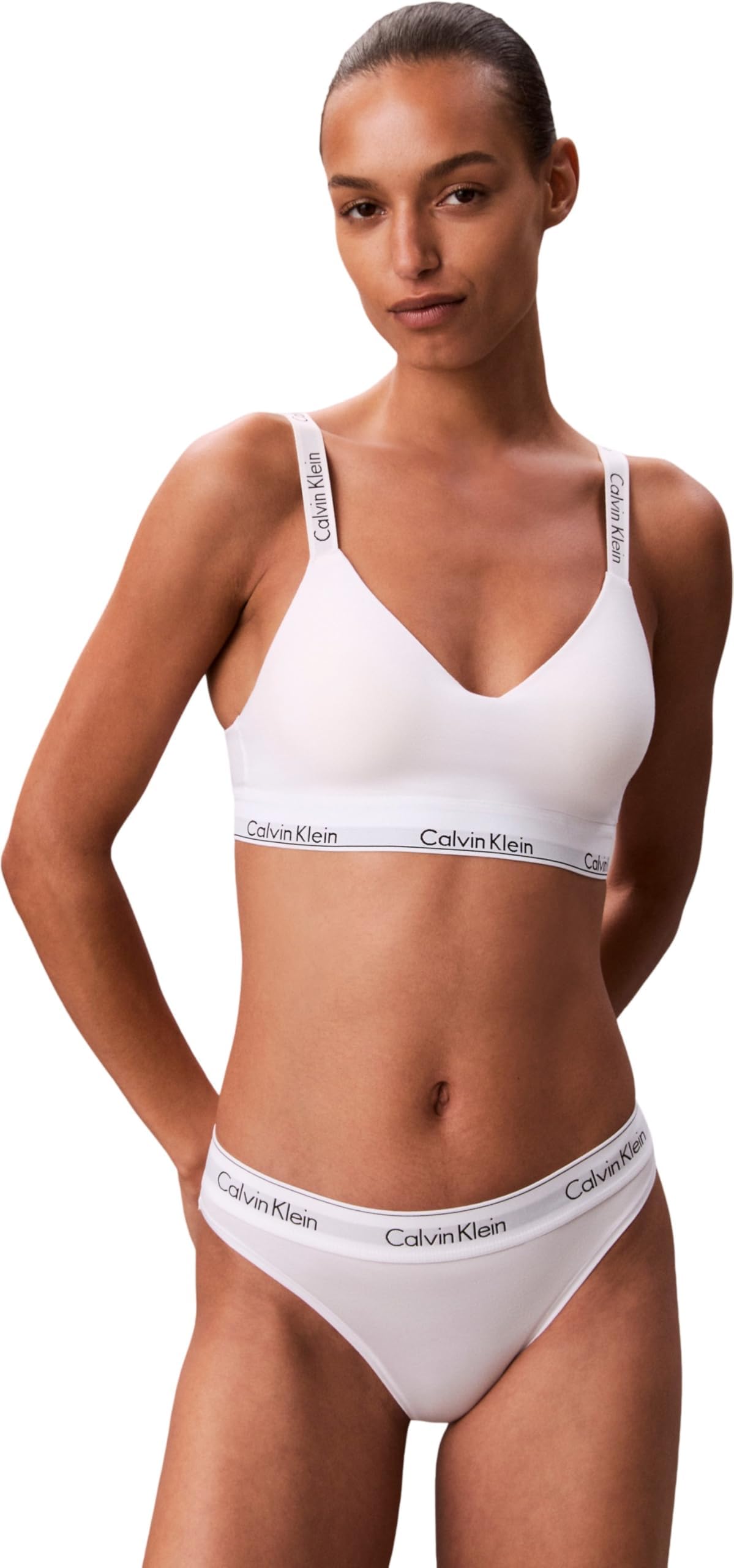 Calvin Klein Women’s Lightly Lined Bralette with Stretch Band, White (White), XL