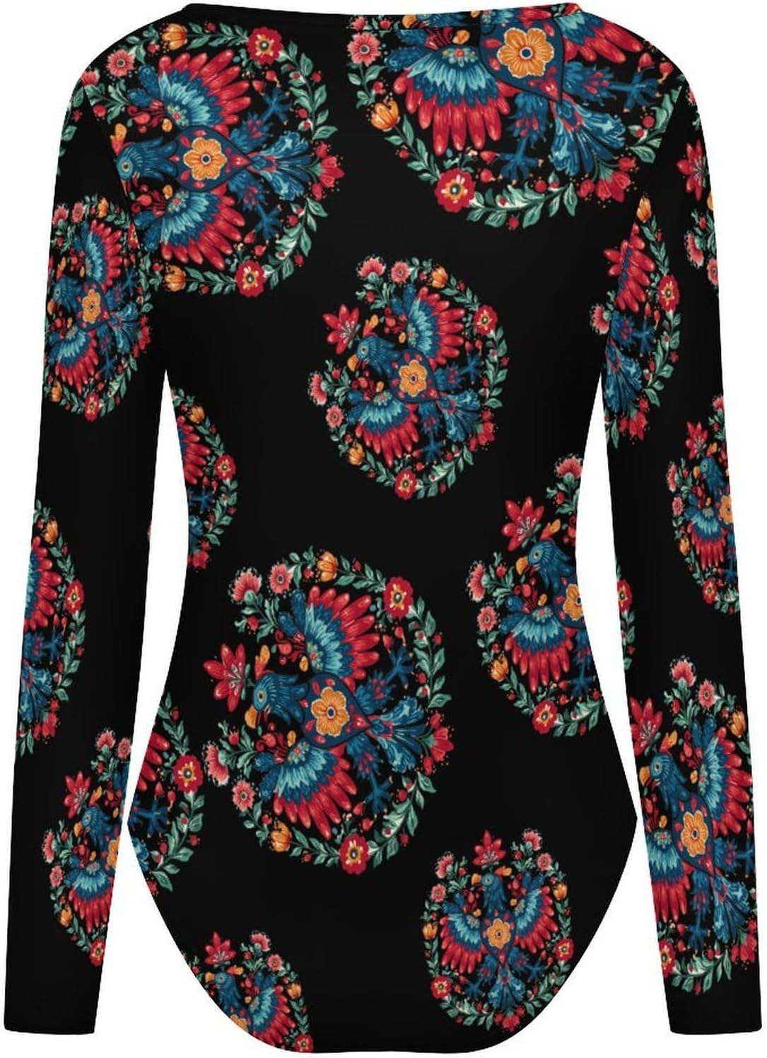 Polish Ea-gles Folk Art Women's Bodysuits Long Sleeve Top 5XL