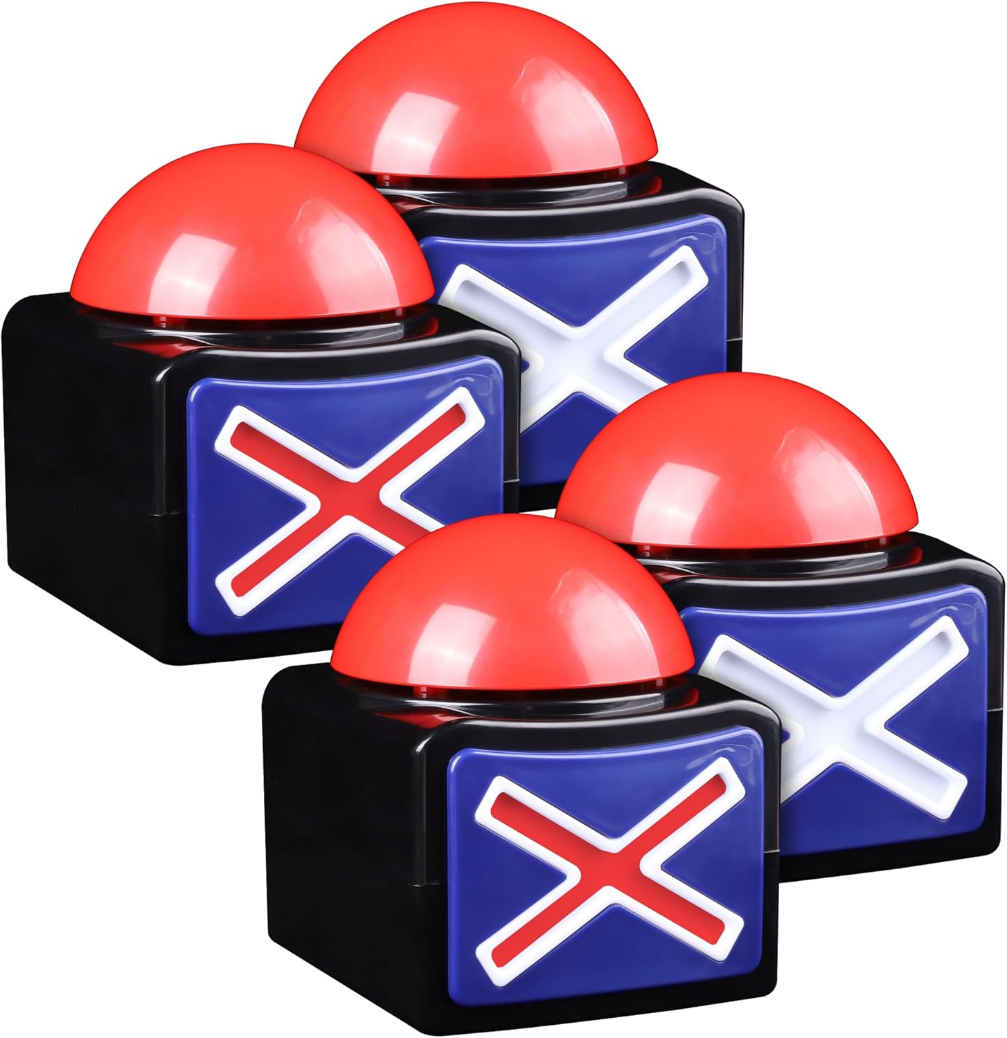 MyMealivos Game Trivia Buzzers for Family Game Night | Alarm Answer Button with Loud Sound and Light Entertainment in Classroom Job Group Games-4 Pcs