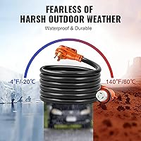 Vista 5 de VEVOR Cable de alimentación para RV de 30 pies, 50 amperios, cable de generador resistente STW 6/3 + 8/1, enchufe macho NEMA 14-50P NEMA SS2-50R