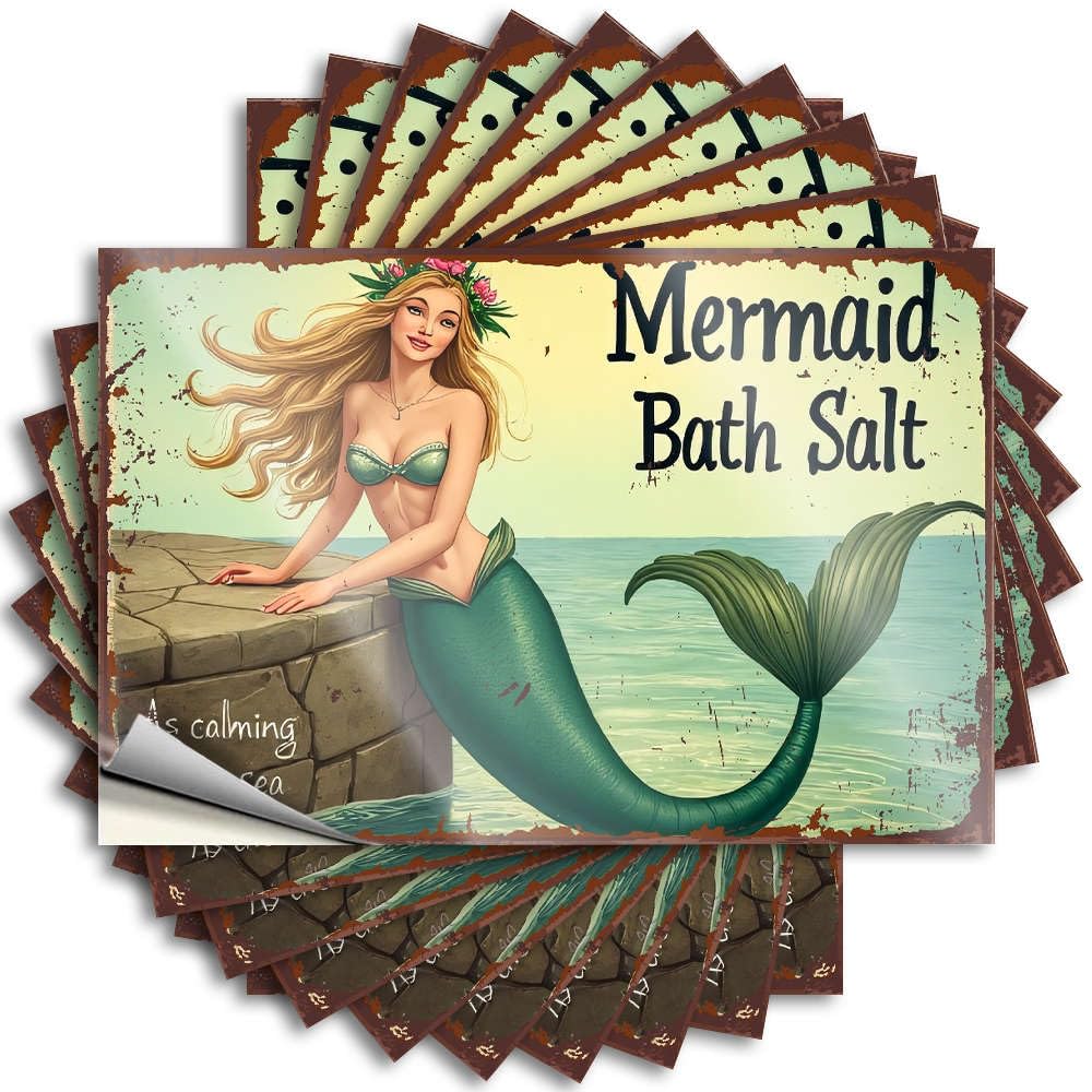 Decal Garage Funky Mermaid Bath Salt - As Calming As The Sea. for Teen - Home Sweet Home Decor Easy Peel Removable(8X12CM)