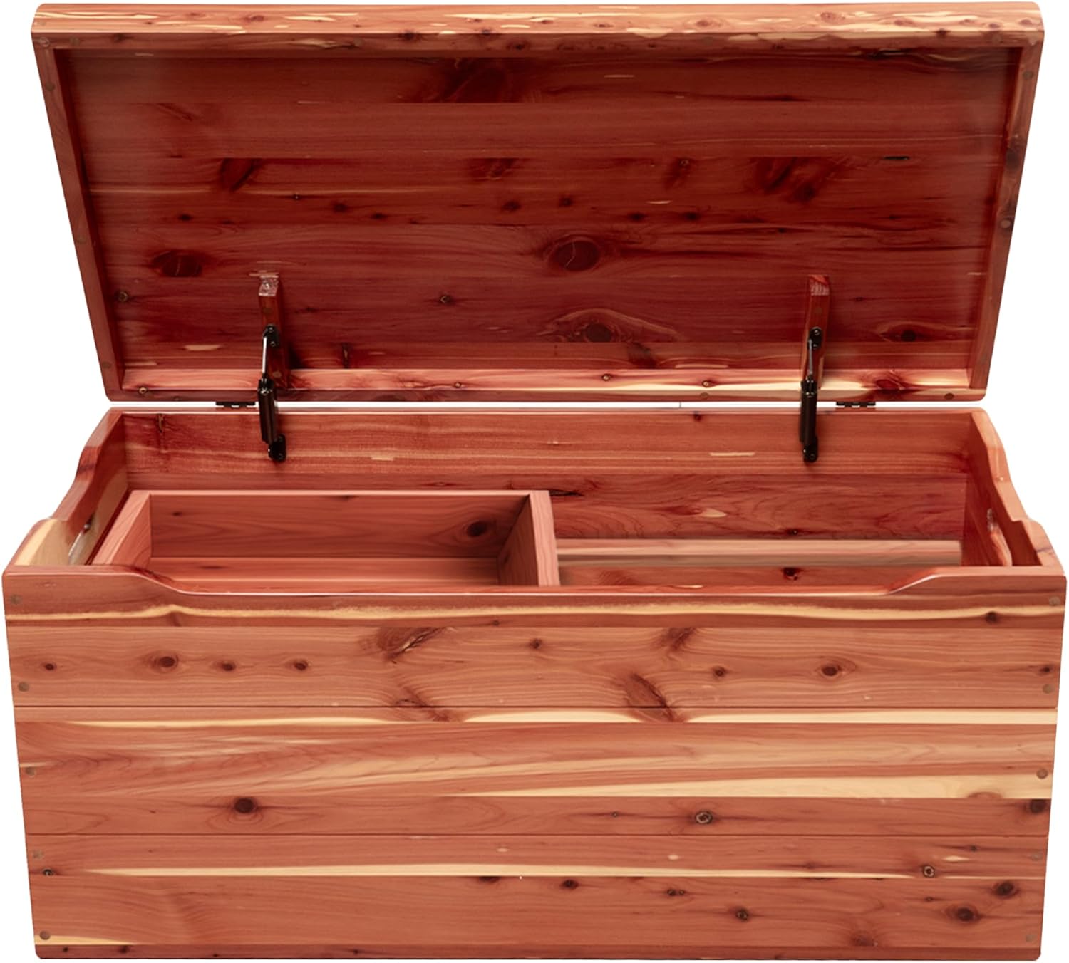 Rustic Red Door Co. Palmer Solid Wood Chest with Tray, USA Amish Handmade Wooden Storage Trunk Box for Bedroom, Blanket, Clothes, Anti-Slam Hinges, 42”, Cedar Wood, Natural Stain