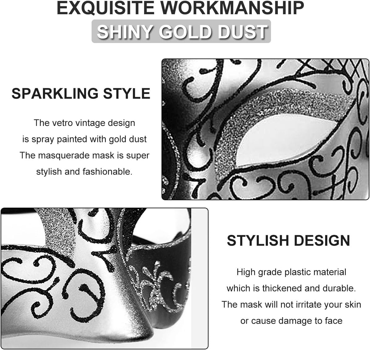 Masquerade Mask for Couples Lace Eye Mask Venetian Carnival Halloween Mask Party Ball Prom Mask Costume Mardi Gras 2Pack - Image 3