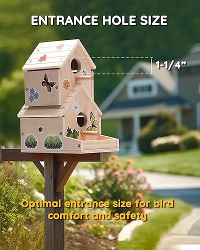 Miniatura 6 de SainSmart Jr. Kit de casa de pájaros para que los niños construyan y pinten, juguetes de madera para manualidades, manualidades de madera sin