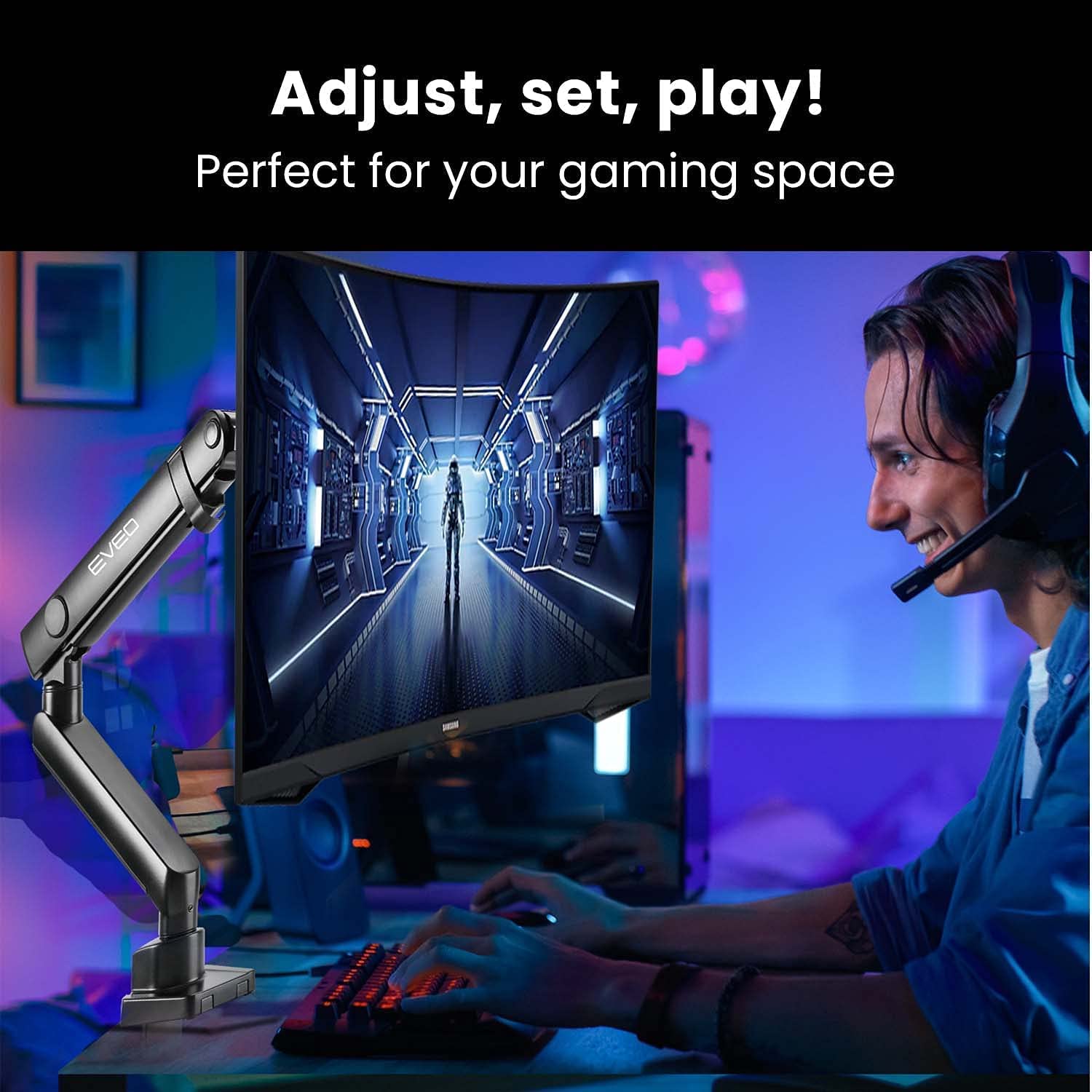 EVEO Premium Single Monitor Arm Adjustable Monitor Desk Mount Full