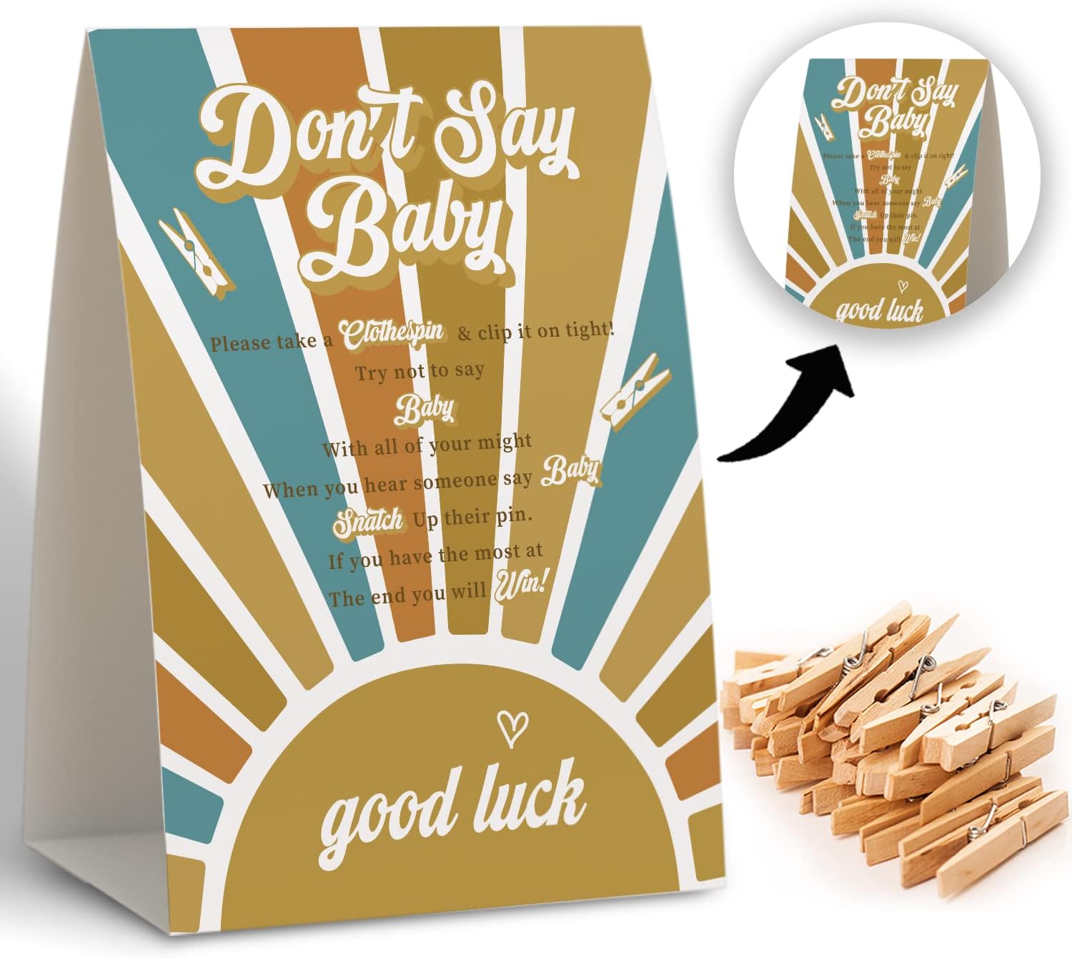 Don't Say Baby Clothespin Game, Sunshine Baby Shower Games