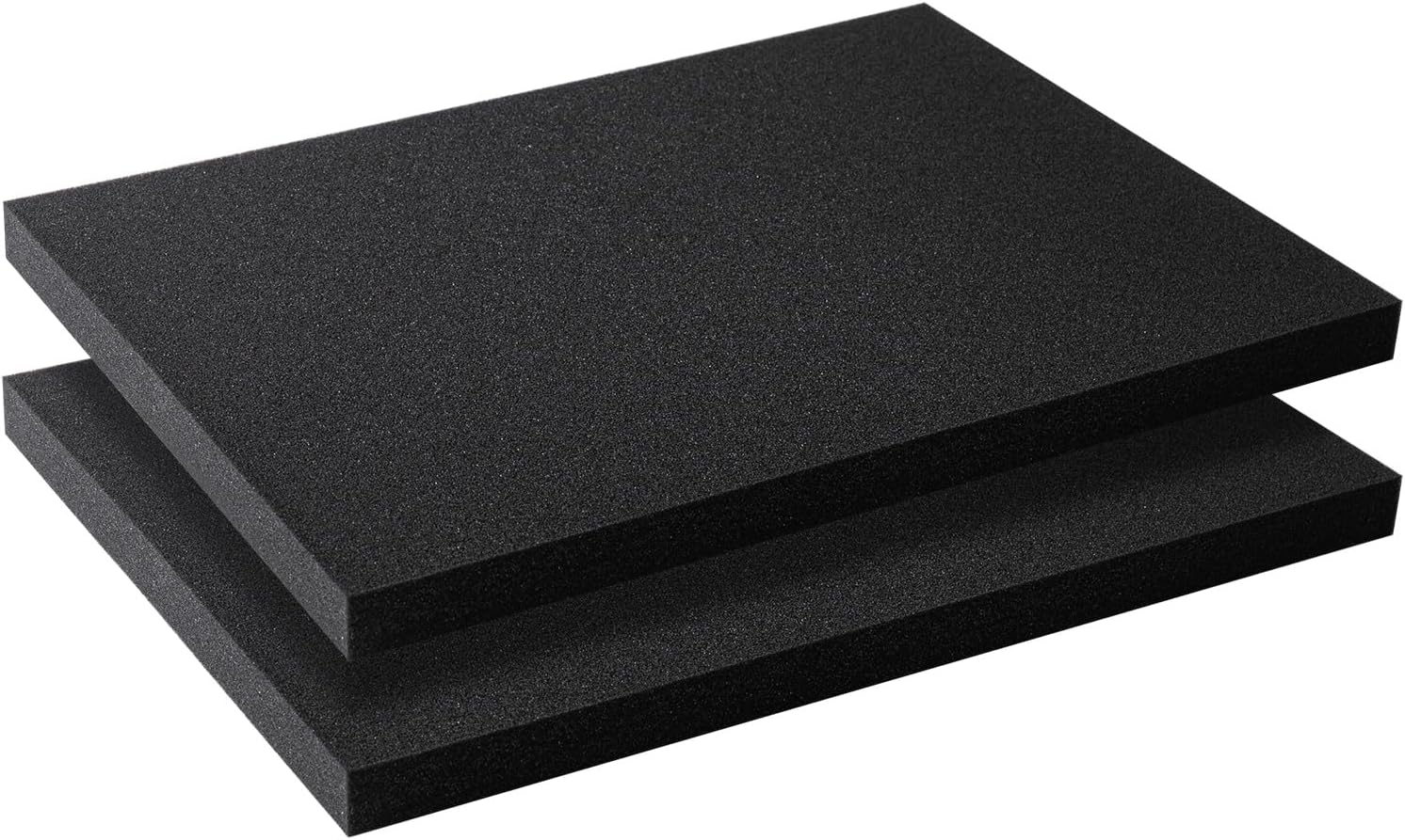 Black foam 2 pieces, 16 x 12 x 1 inches, Polyurethane Foam sheet, high-density foam padding, customizable foam insert for packaging foam, toolboxes, storage, crafts. (Black, 16x12x1inch)