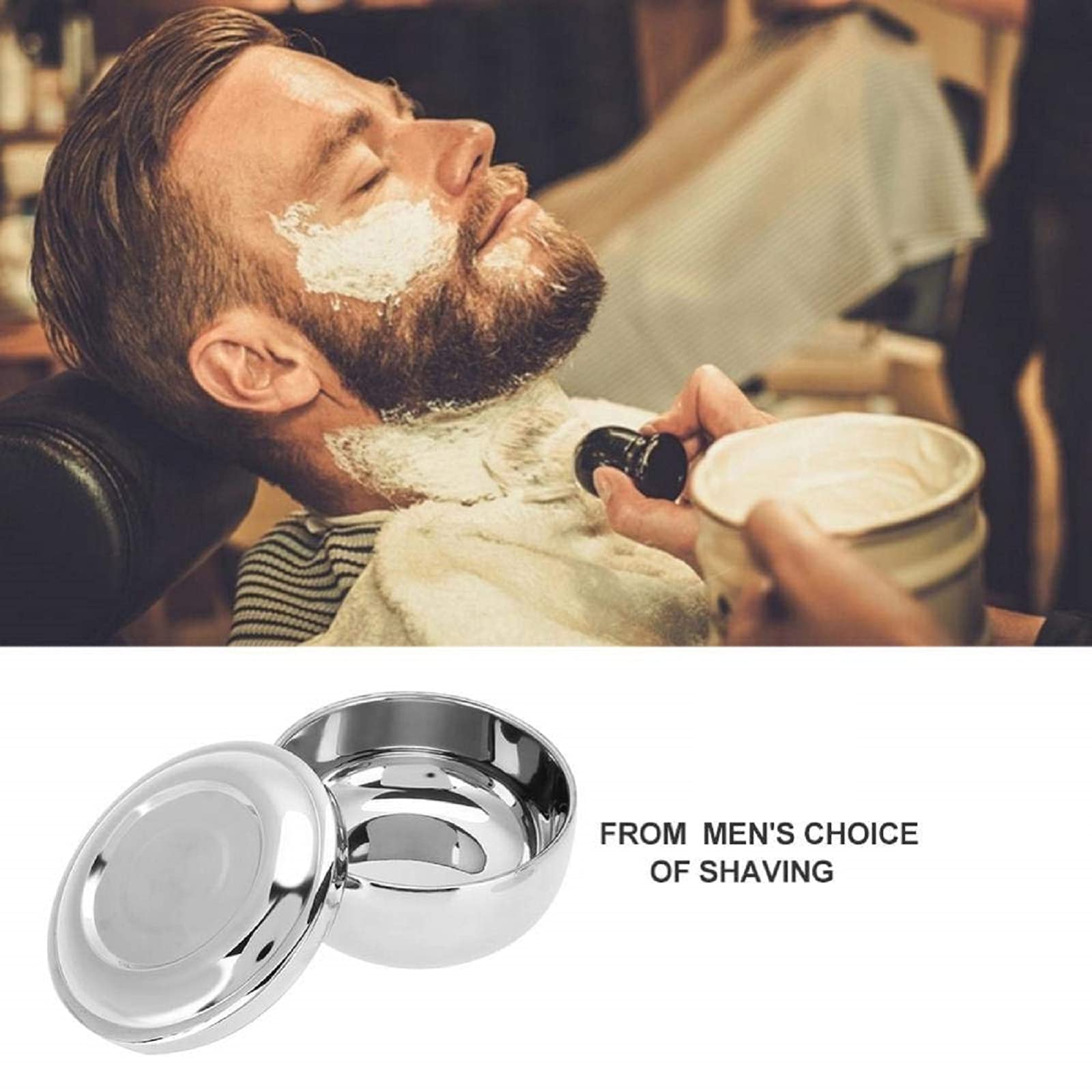 Ciotola Barba in Acciaio Inox Con Coperchio per Pennello - Shave Tazza Uomo 11 cm Diametro 5,5 cm