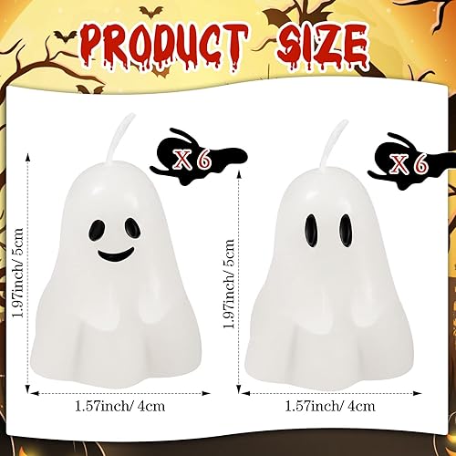 Miniatura 2 de Nuanchu 12 velas de calabaza fantasma de Halloween, divertidas velas perfumadas con forma espeluznante, mini lindas velas de cera para otoño,