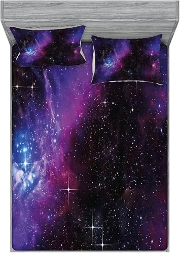 Miniatura 107 de Ambesonne Juego de sábanas bajeras y fundas de almohada de los años 90, patrón geométrico en estilo retro, formas redondas de triángulo de media