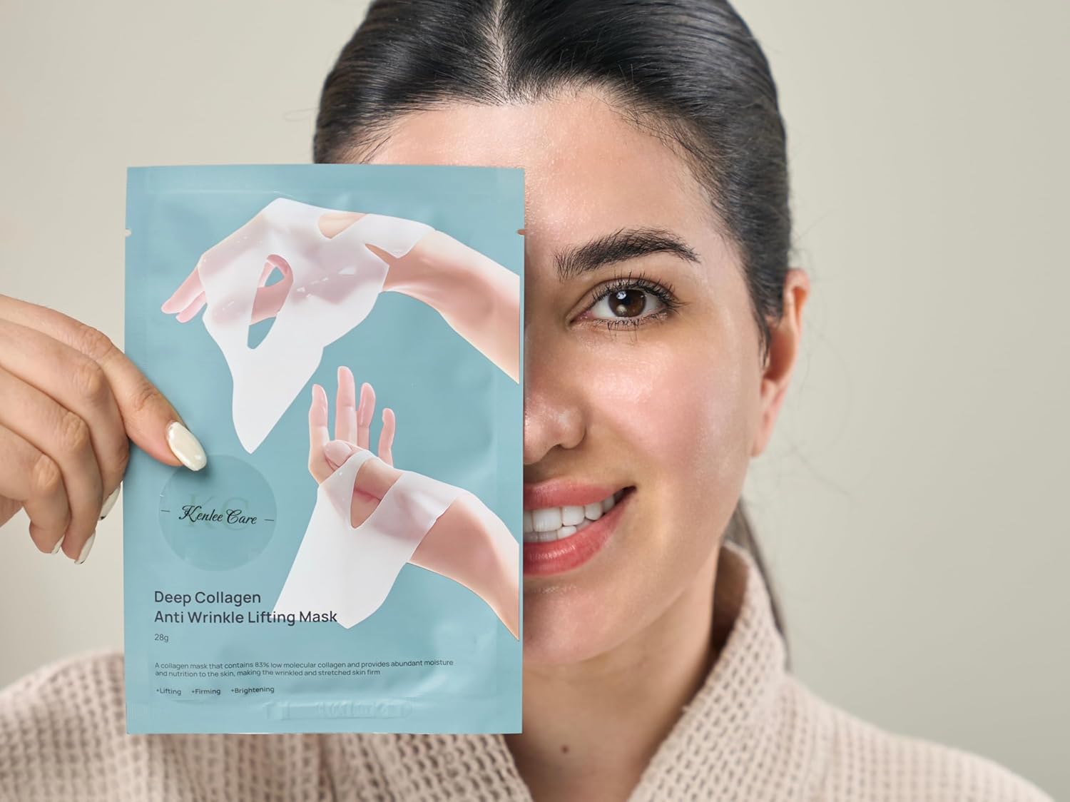 Deep Collagen Anti Wrinkle Lifting Mask, 28g, 5 Pack, Firming and Brightening Facial Treatment, Low Molecular Collagen