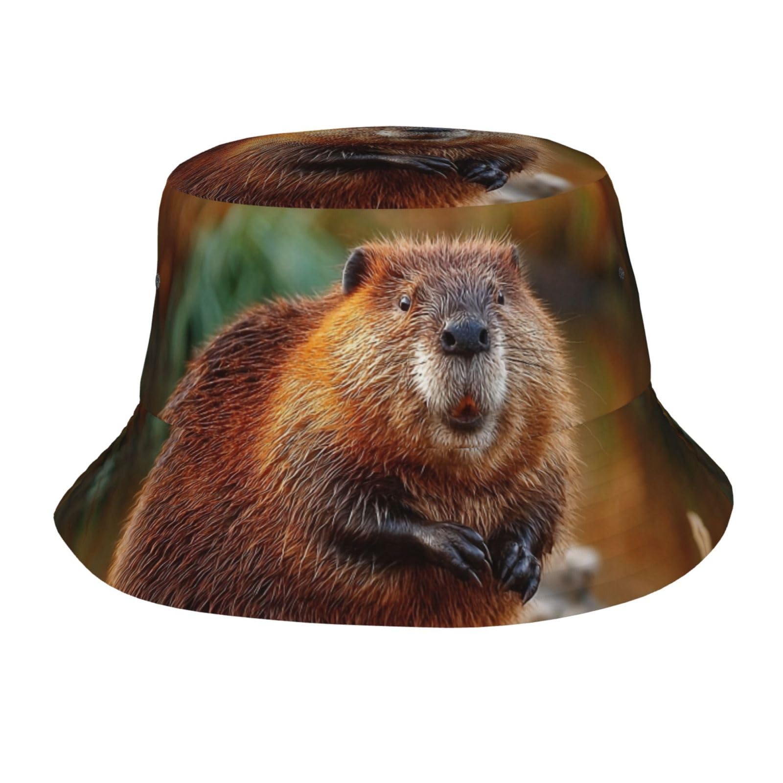 Fabretto Cute Funny Beaver Bucket Hat for Women Men Fisherman Hat Packable Sun Cap Travel Outdoor Beach Caps