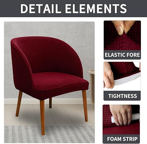 Miniatura 5 de SZJIAHTM 2 fundas para silla de comedor, respaldo redondo, curvado, suave, elástico, de mediados de siglo, moderno, para cocina, sala de estar