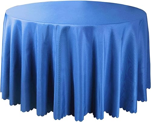 Mantel redondo azul rey de 70 pulgadas resistente a las manchas y a las arrugas lavable mantel circular de tela de poliéster para banquetes mesa de