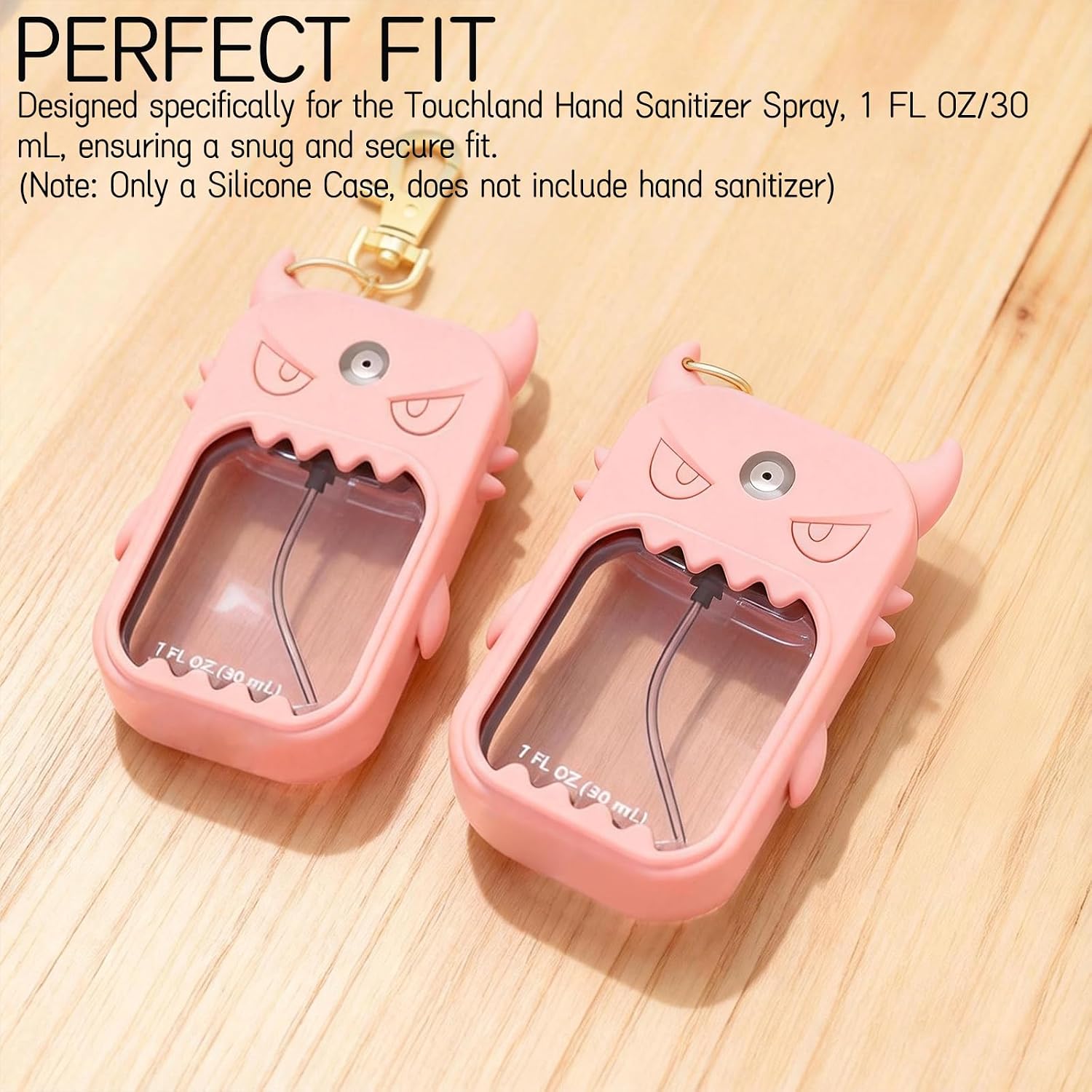 3-Piece Silicone Case for Touchland Hand Sanitizer Spray, 1 FL OZ/30 mL - Portable Keychain, Power Mist & Glow Mist Compatible - Devil Design Travel Backpack Accessory