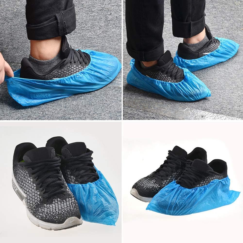 product 100 Pcs Extra Thick Disposable Shoe & Boot Covers Durable & Water Resistant- Anti- Slip- One Size Fits Most